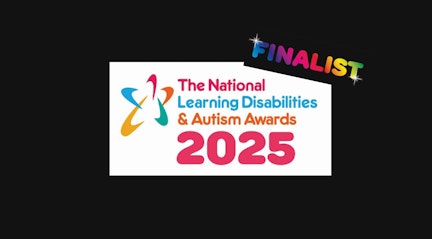 Image shows the National Learning Disabilities and Autism Awards 2025 logo with the word finalist across the top right corner