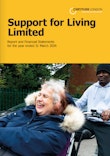 Image shows the front cover of the Support for living annual accounts with a woman laughing whilst being peddled on an adapted tandem